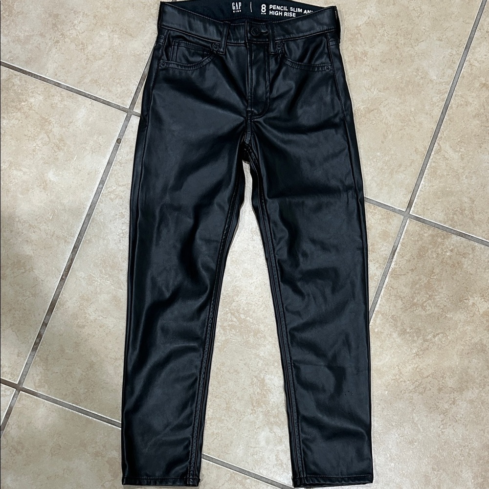 GAP Girls Slim Black Leather Jeans